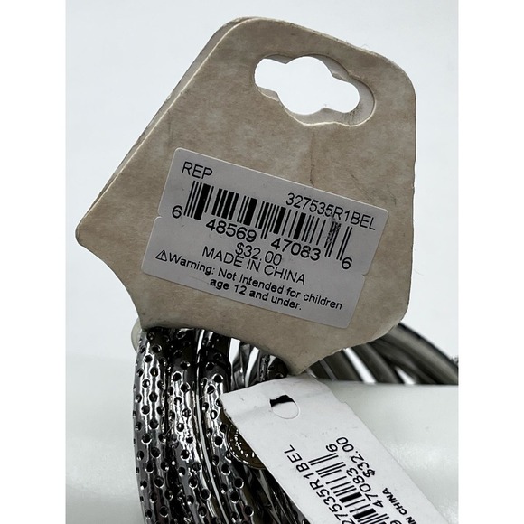 Erica Lyons Designer Silver Tone Coin Charm Bangle Set New - Picture 4 of 7